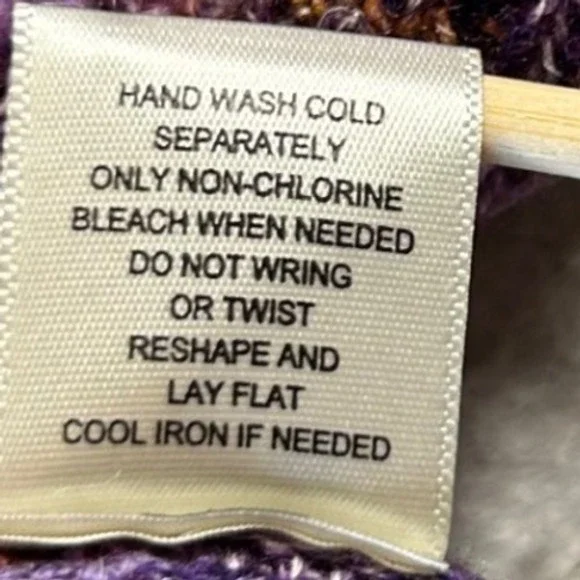 Leo & Nicole Striped Knit‎ Poncho Shawl Sweater Purple Multi Color Size M - Picture 5 of 6